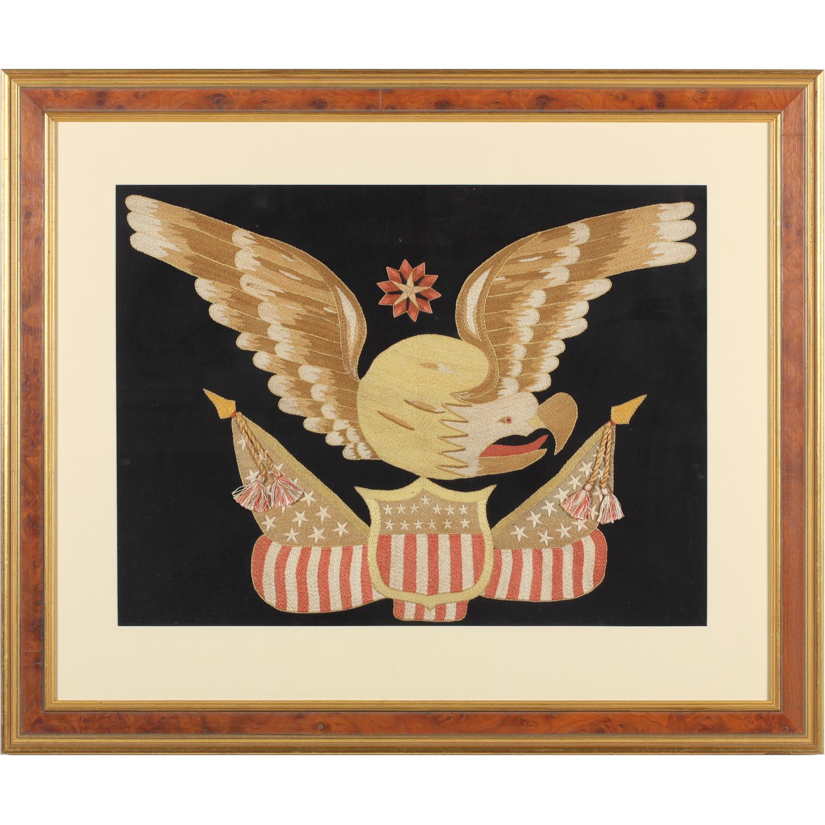 Appraisal: Patriotic Needlework with Eagle possibly from the China Trade worked