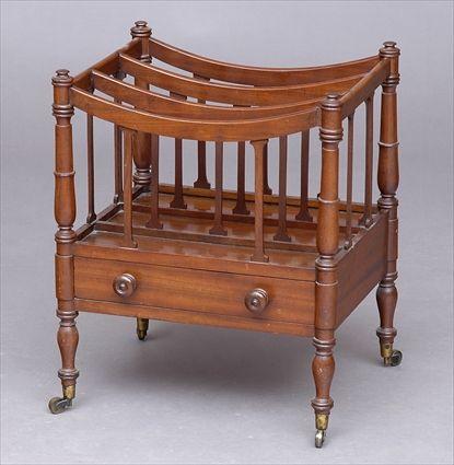 Appraisal: LATE GEORGE III MAHOGANY THREE-DIVISION CANTERBURY The dipped dividers on