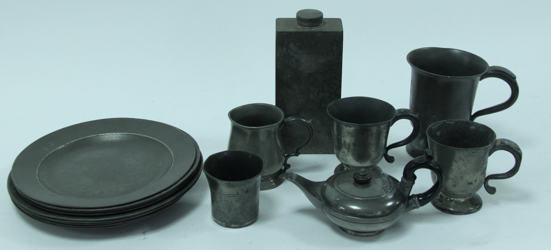 Appraisal: Nine pewter plates cm diameter and sundry pewter