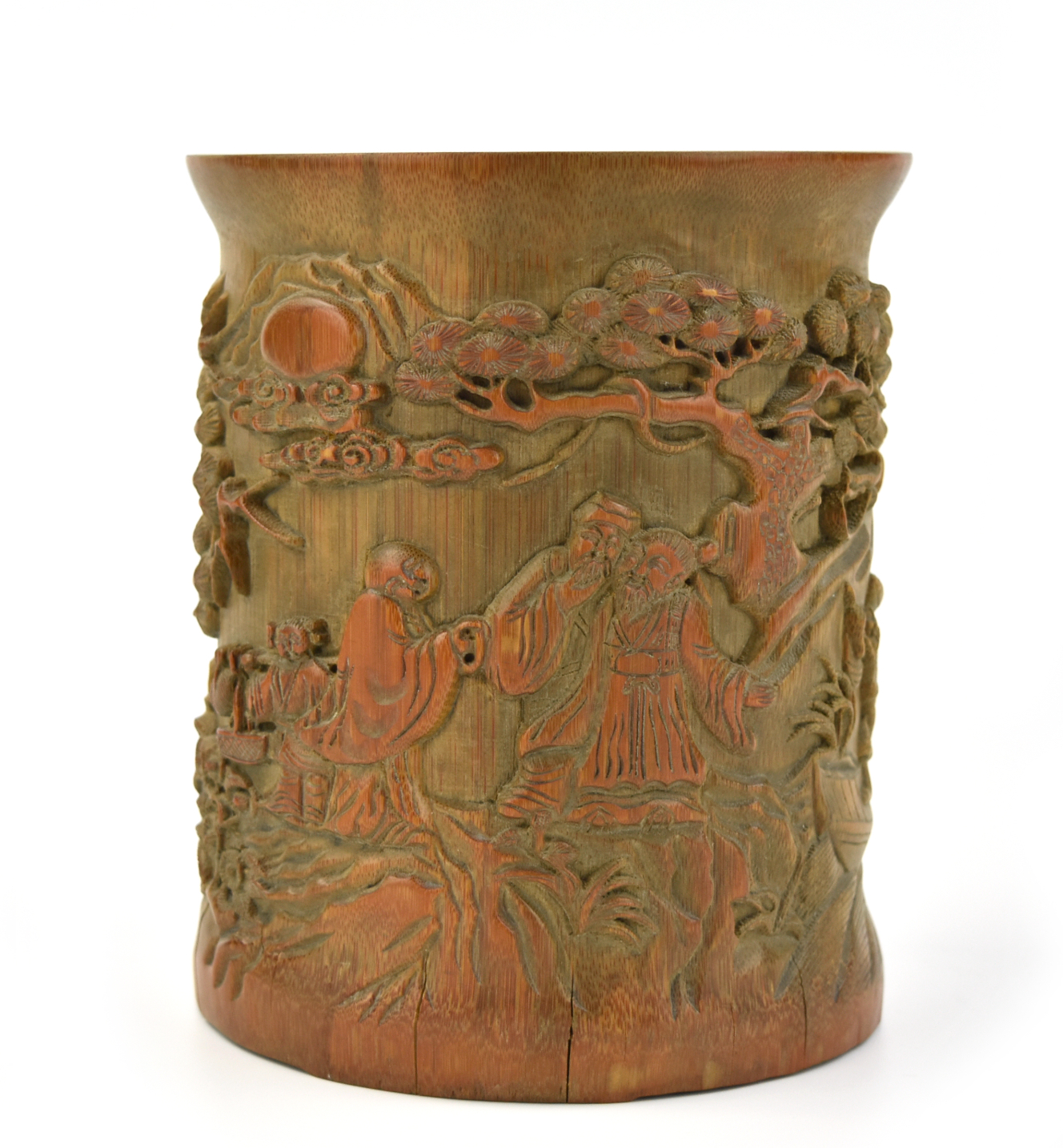 Appraisal: Chinese Late Qing Dynasty of cylindrical form carved in relief