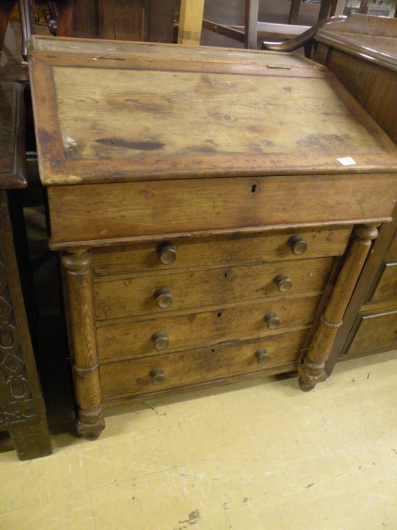 Appraisal: A Victorian pine davenport type desk with a hinged slope