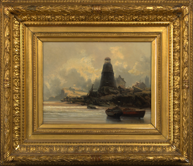 Appraisal: Henri Durand-Brager French - Lighthouse at Low Tide oil on