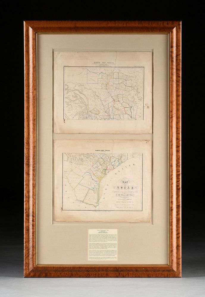 Appraisal: TWO ANTIQUE ANTEBELLUM MAPS Map of Texas WOLFENBUTTEL GERMANY TWO