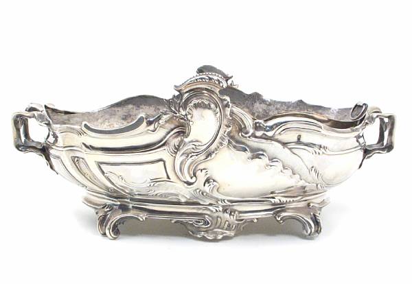 Appraisal: A French standard silver centerpieceMon Odiot Paris Of oval form