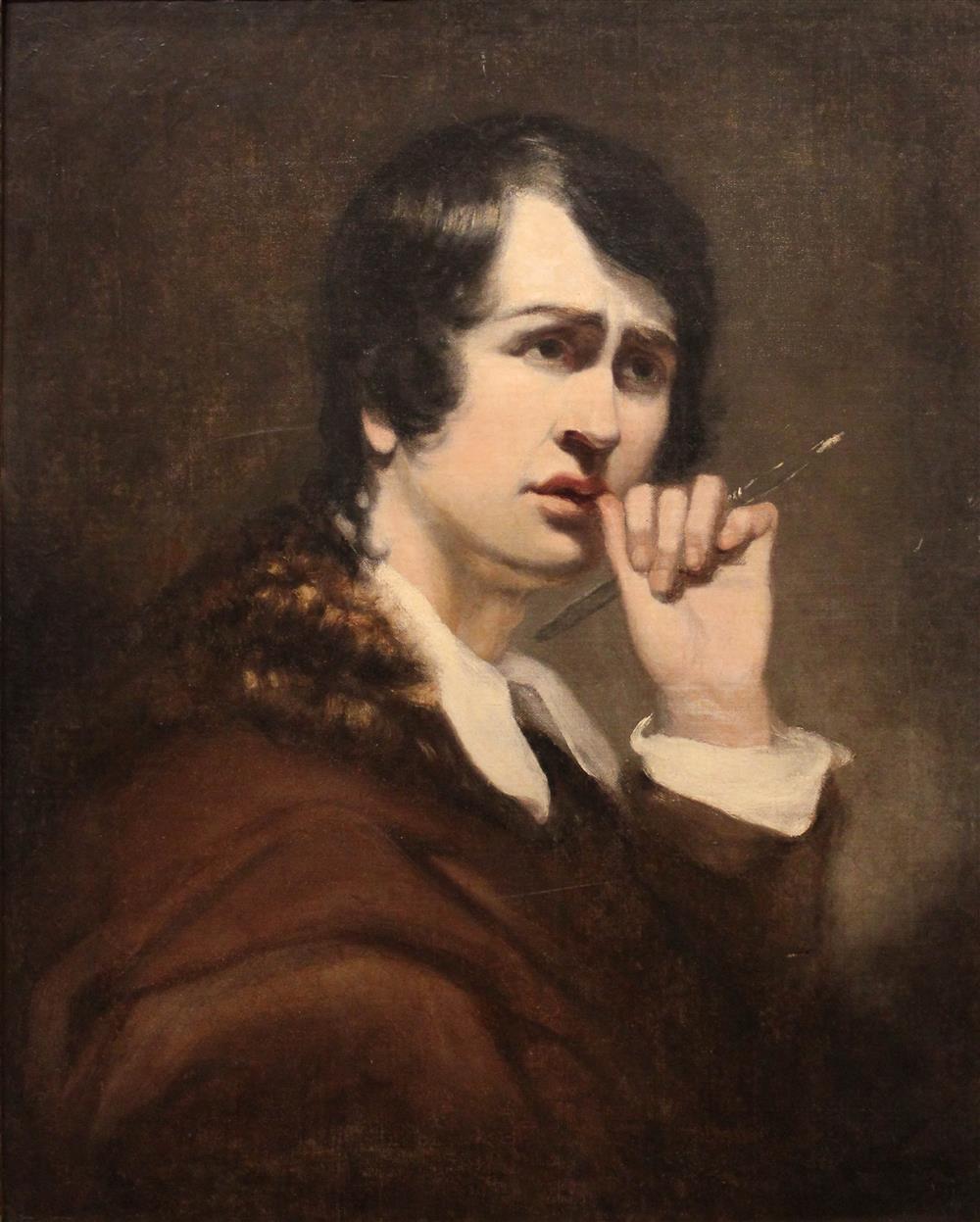 Appraisal: BRITISH SCHOOL TH CENTURY ENGLISH POET BYRON KEATS Oil on