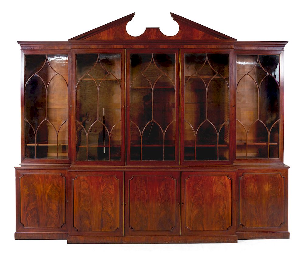 Appraisal: A George III Mahogany Breakfront Bookcase A George III Mahogany