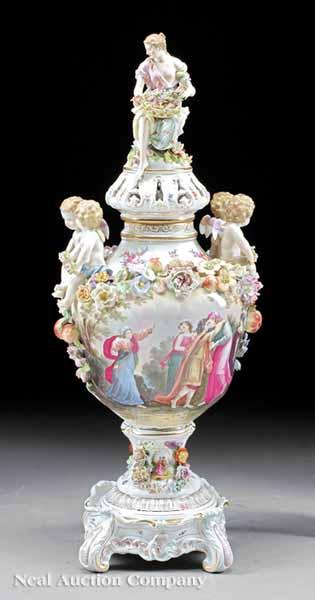 Appraisal: A Fine and Large Meissen Porcelain Covered Urn late th