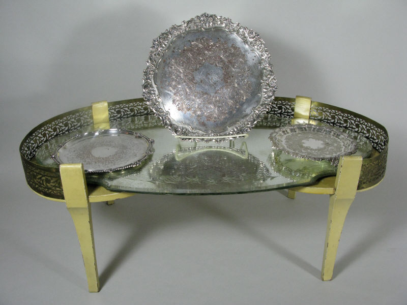 Appraisal: Vintage Bed Tray and Silver Set kidney shaped bed tray