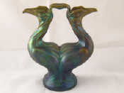 Appraisal: A Zsolnay ceramic double vase of zoomorphic Art Nouveau form