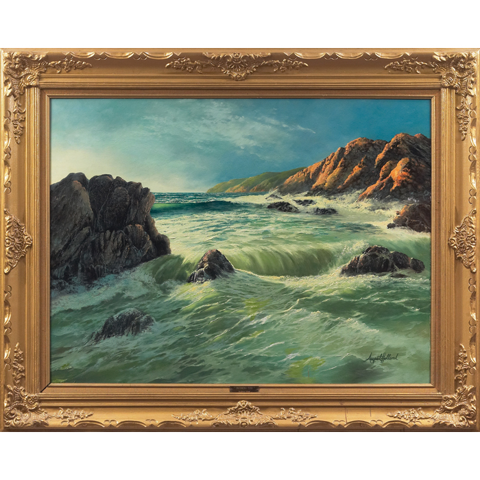 Appraisal: August Holland American - Incoming Tide c oil on masonite