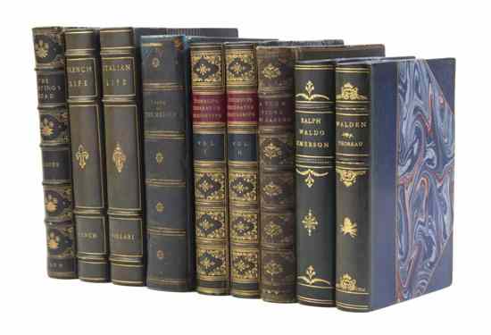 Appraisal: BINDINGS A group of nine volumes in blue or green-toned