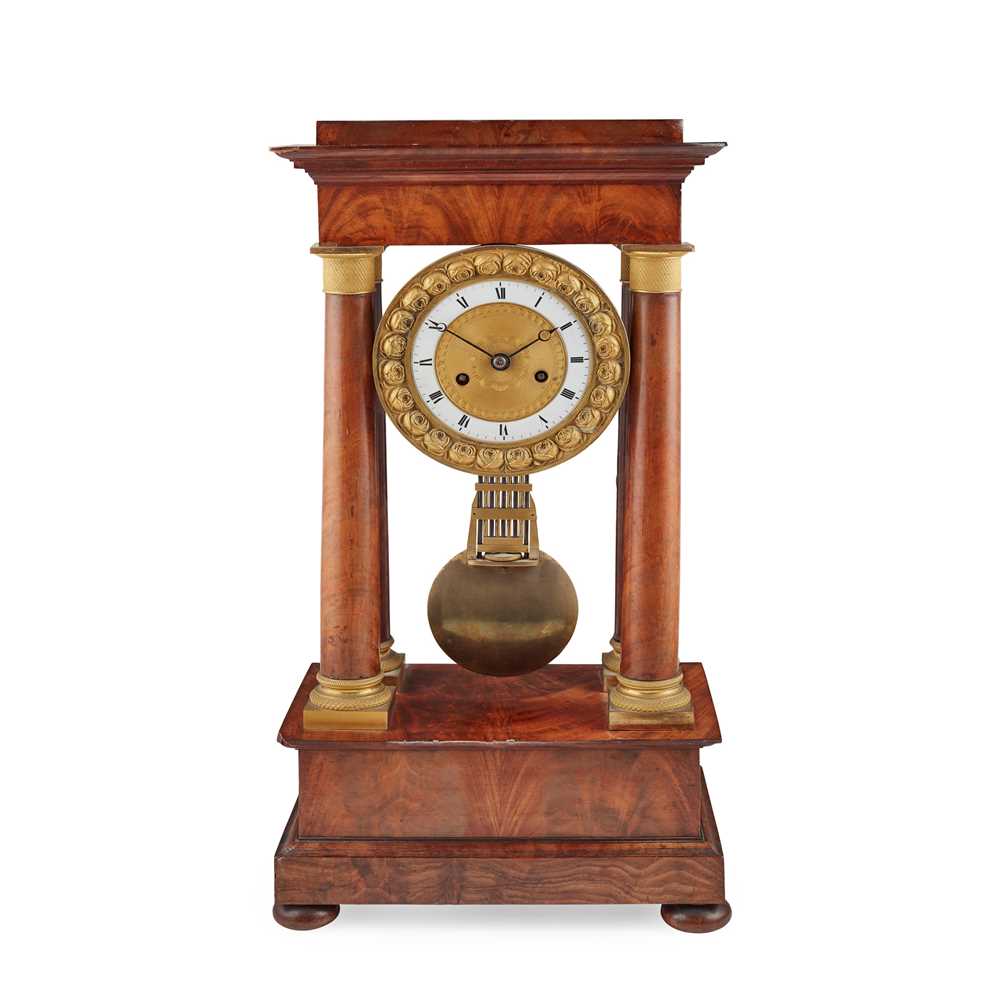 Appraisal: CHARLES X MAHOGANY AND GILT METAL PORTICO CLOCK EARLY TH