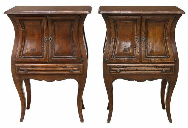 Appraisal: pair French Louis XV style walnut side cabinets early th