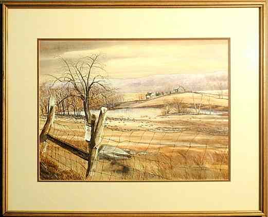 Appraisal: Watercolor landscape painting of a Chester County PA farm on