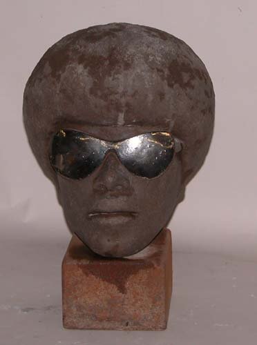 Appraisal: Man with Afro and Sunglasses Business Man Ceramic on Ceramic