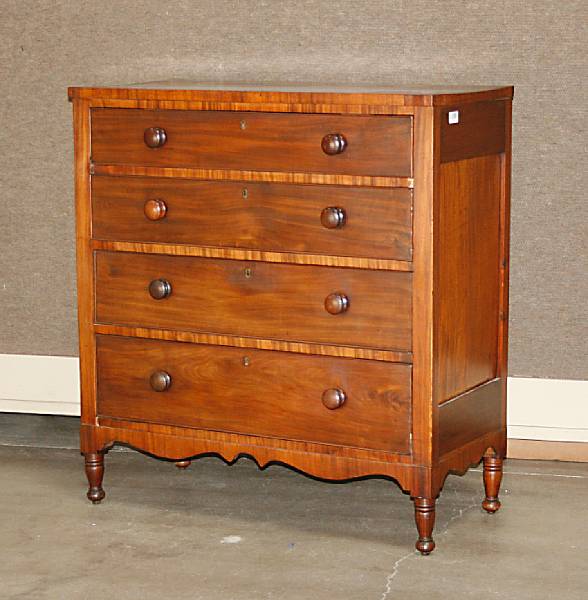 Appraisal: A Federal mahogany chest of drawers early th century height