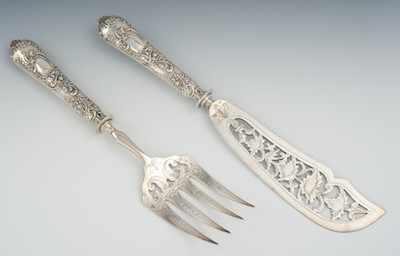 Appraisal: A French Silver Serving Fork and Knife The knife apprx