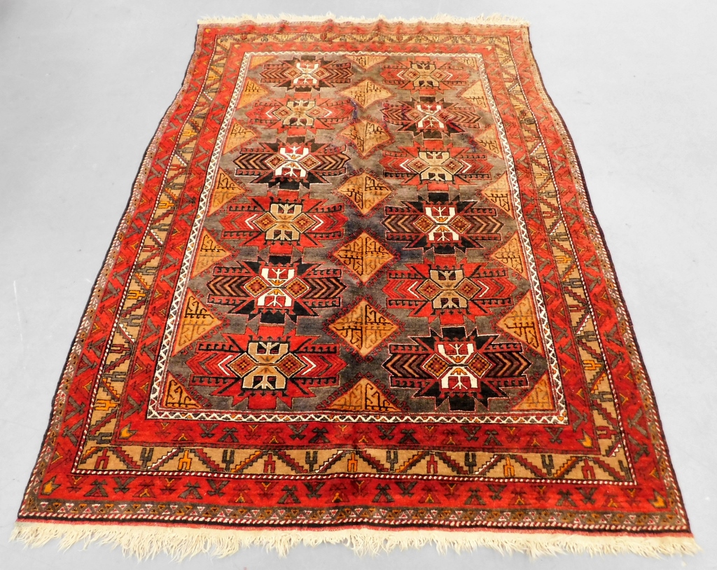 Appraisal: SEMI ANTIQUE CAUCASIAN TRIBAL RUG Middle East th CenturyRed burnt