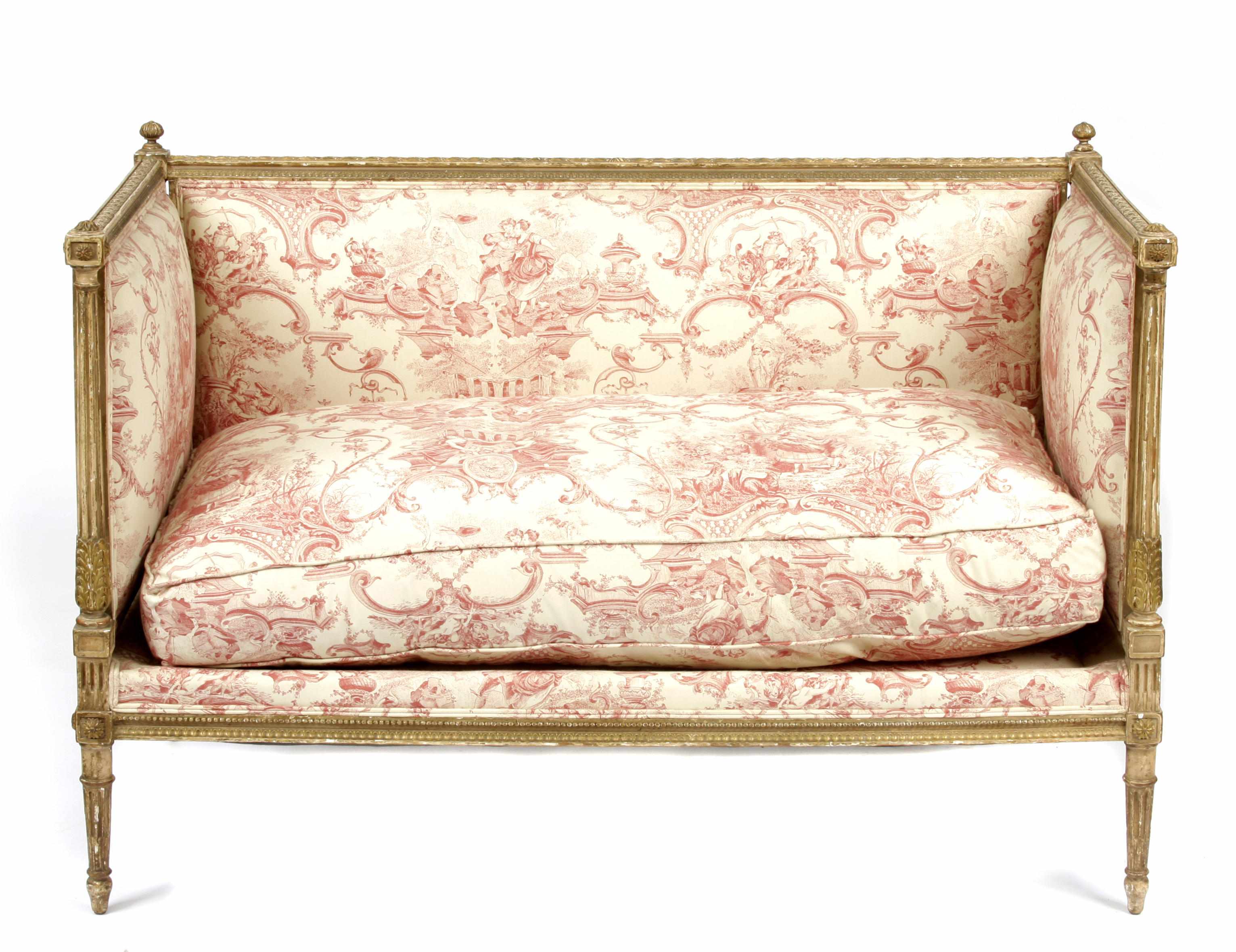 Appraisal: A Louis XVI style paint decorated and parcel gilt settee