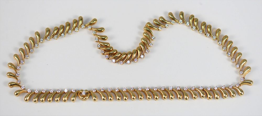 Appraisal: Karat Yellow Gold Necklace set with seventy-three diamonds length inches