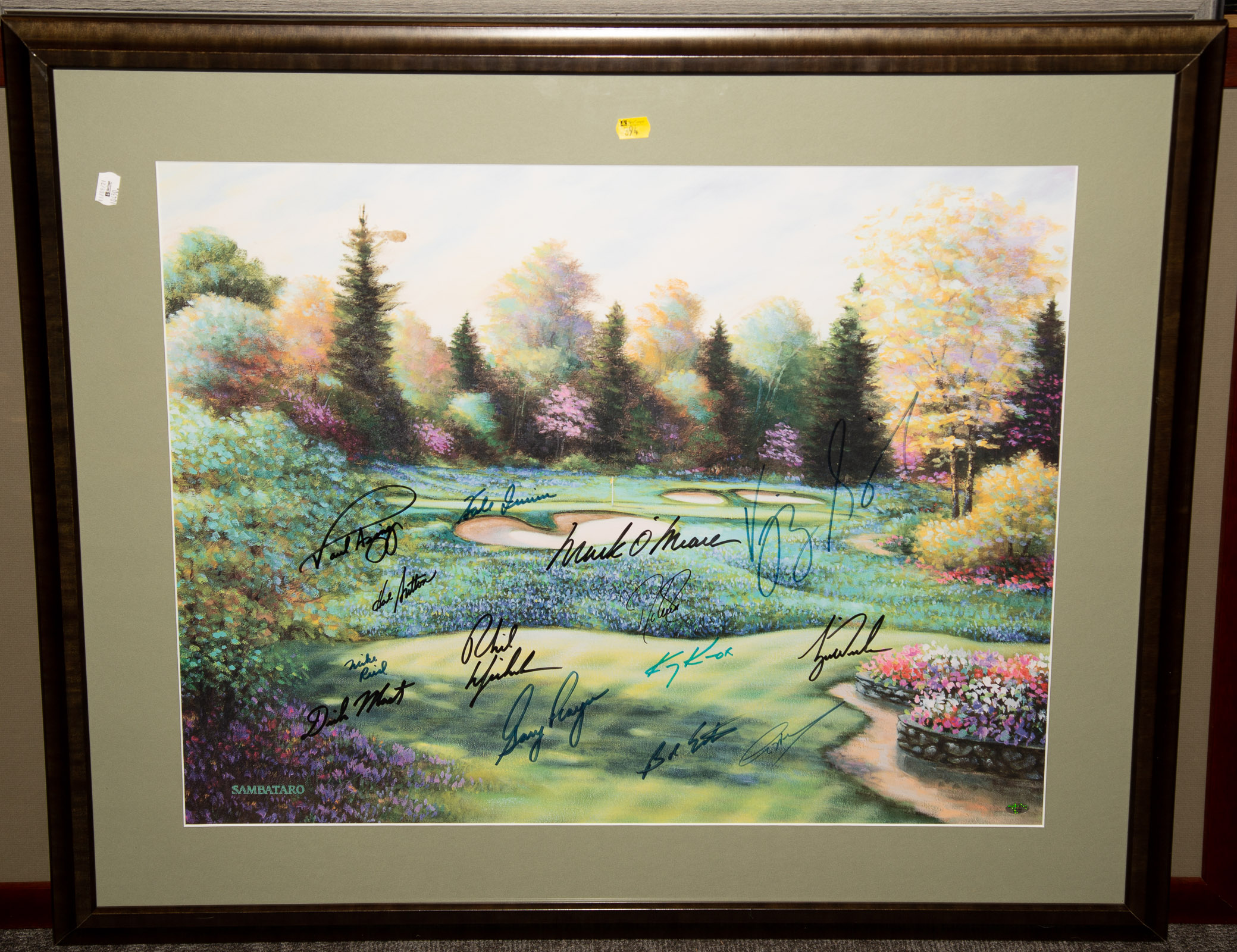 Appraisal: AUGUSTA NATIONAL GREEN AUTOGRAPHED PRINT Signatures of many champions in