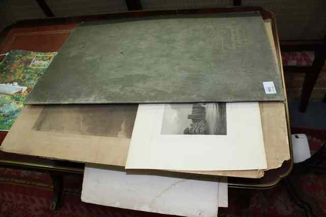 Appraisal: A FOLIO OF TH CENTURY PRINTS landscapes portraits etc to