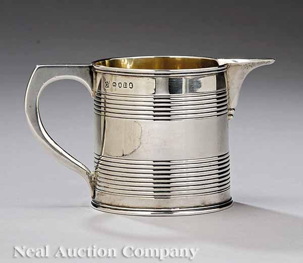 Appraisal: A Georgian Sterling Silver Cream Jug London - cylindrical with