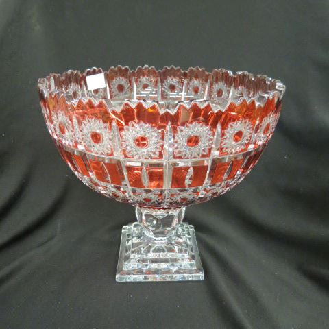 Appraisal: Cranberry Cut-to-Clear Centerpiece Bowl pedestal base gorgeous