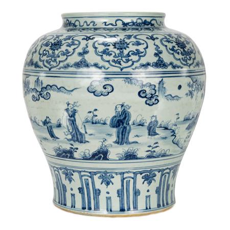 Appraisal: Chinese Blue and White Glazed Porcelain Jar Estimate -