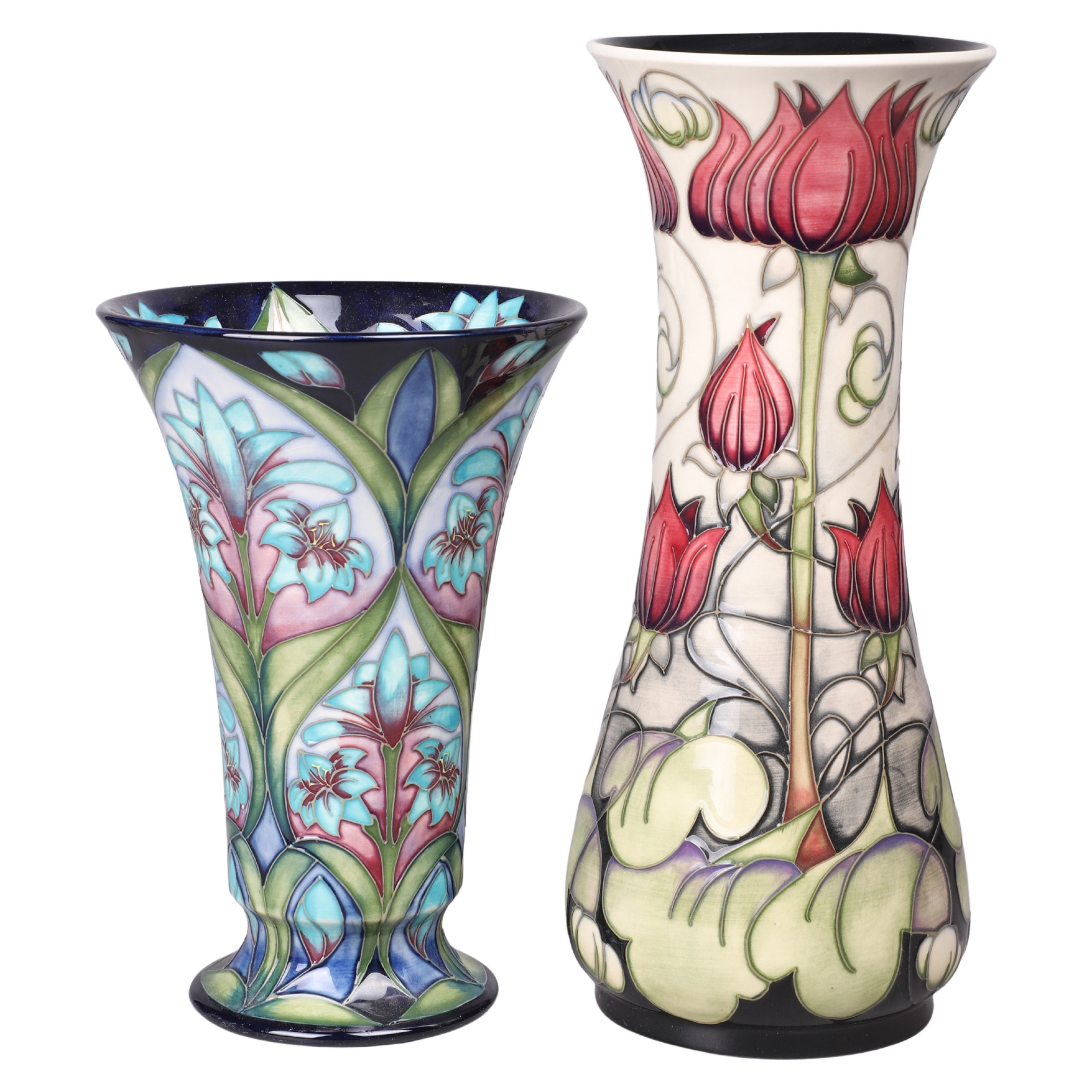 Appraisal: Moorcroft pottery vases c o Emma Bossons tulip vase signed