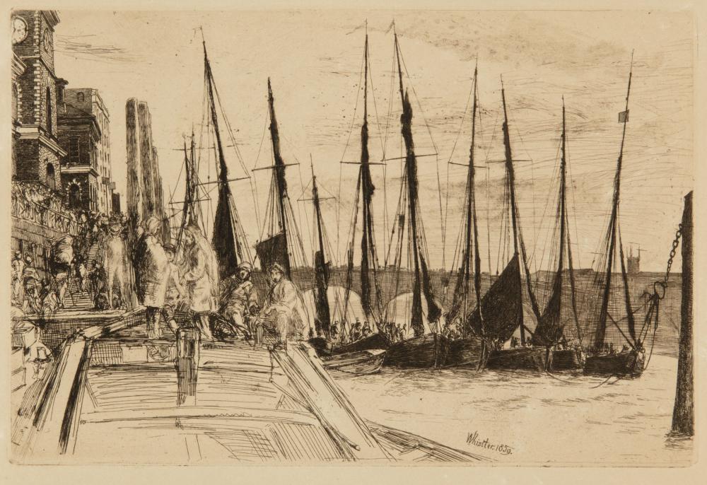 Appraisal: James Abbott McNeill Whistler American - Billingsgate etching on paper