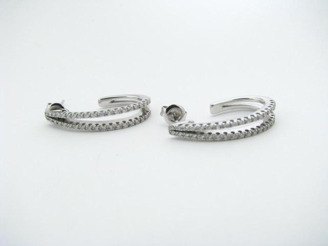 Appraisal: Lady's K White Gold Earrings Hoops with Round Diamonds micro