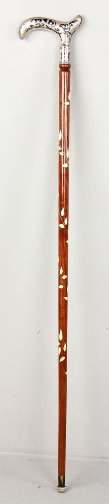 Appraisal: - Niello Handled Cane Niello handled cane shaft inlaid with