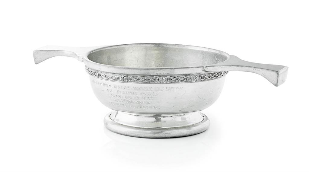 Appraisal: PRESENTED TO EDWARD E LOWERY - A PEWTER QUAICH inscribed