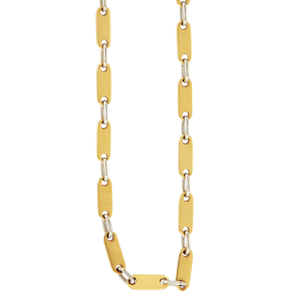 Appraisal: Two-Color Gold Chain Necklace Cartier kt yellow white gold signed