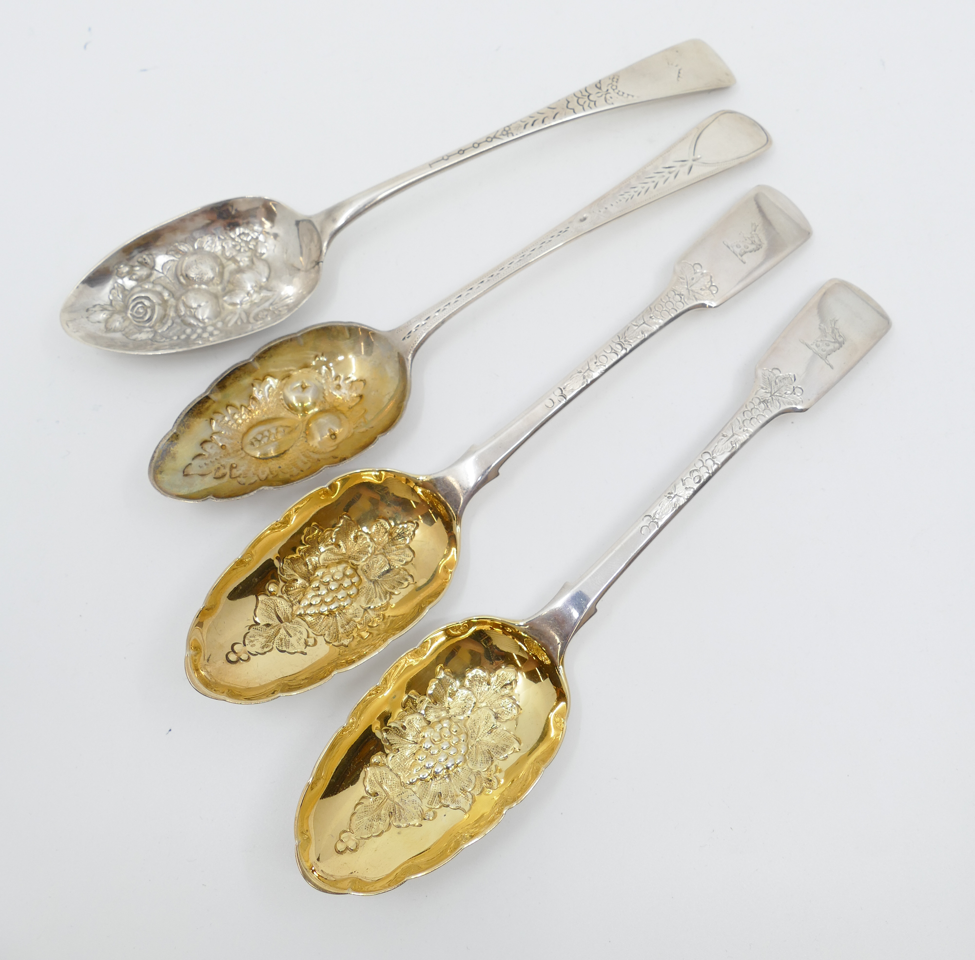 Appraisal: pc English Georgian Sterling Silver Berry Spoons Includes pair hallmarked