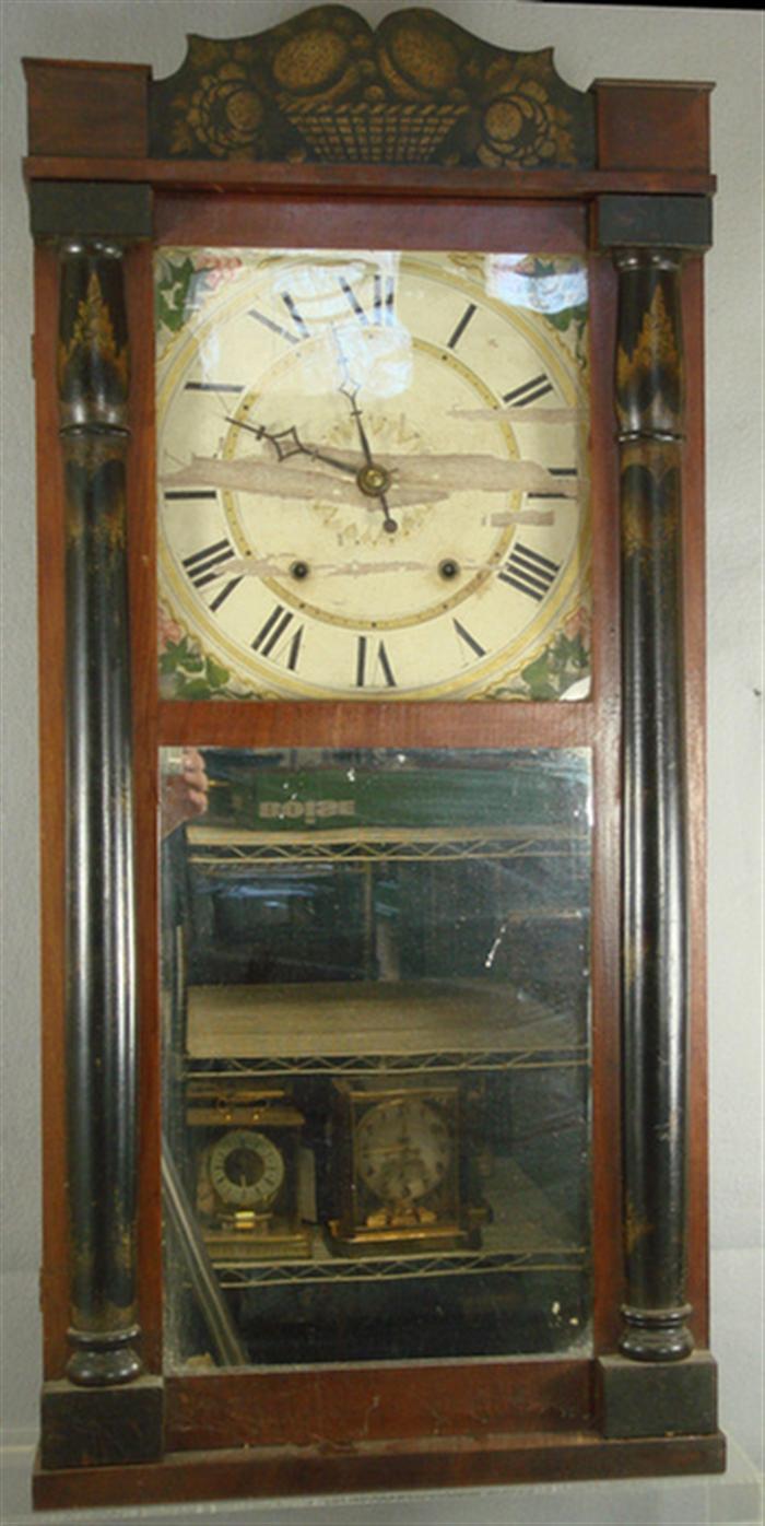 Appraisal: Seth Thomas stenciled column and splat shelf clock mirrored door