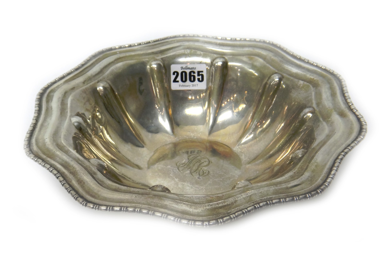 Appraisal: A Sterling silver shaped circular bowl decorated with lobed panels