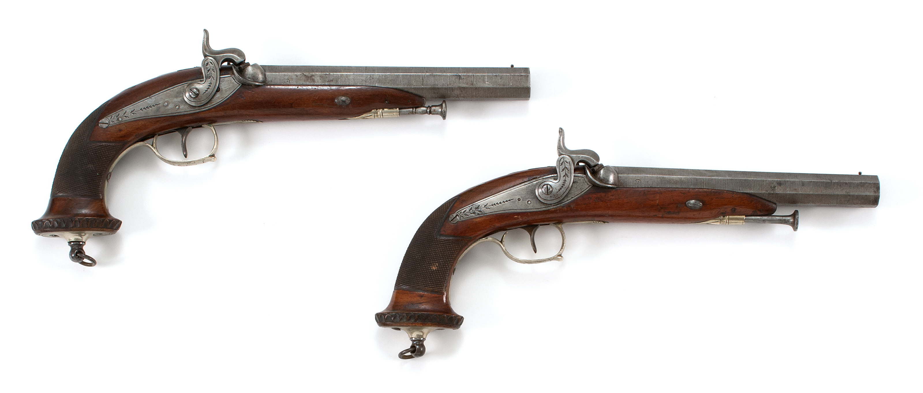 Appraisal: MATCHED PAIR OF CONTINENTAL PERCUSSION PISTOLS Mid- th CenturyApprox cal