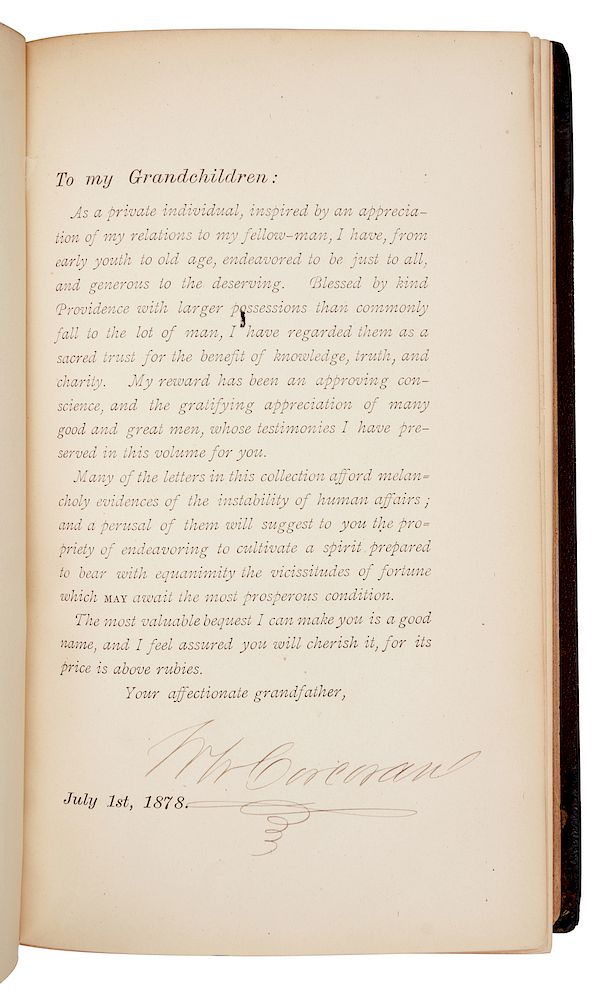 Appraisal: CORCORAN William Wilson - A Grandfather's Legacy containing a Sketch