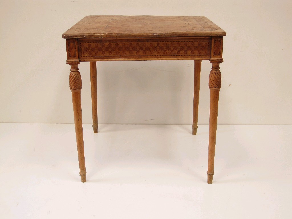 Appraisal: A satinwood Centre Table having square inlaid top inlaid frieze