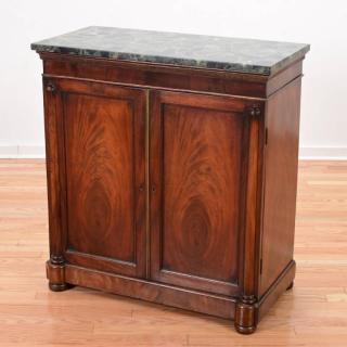 Appraisal: Victorian mahogany marble top cabinet th c mottled green marble