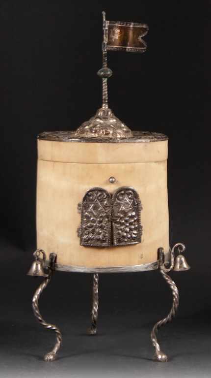 Appraisal: Continental silver and ivory Havdalah spice box Judaica th century