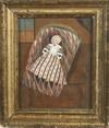 Appraisal: OIL ON PAPER - Naive Portrait of Infant in fancy