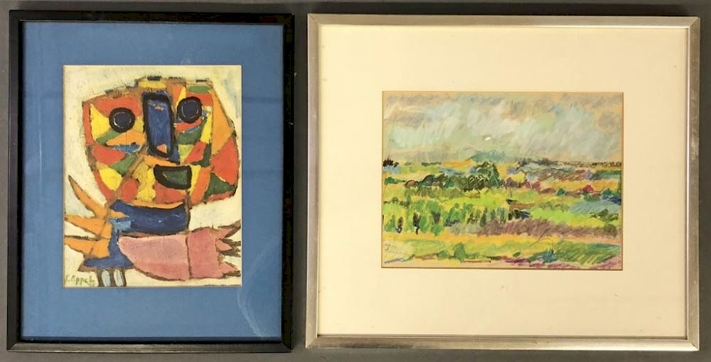 Appraisal: Karel Appel Print and Fran Lackman Drawing Karel Christian Appel