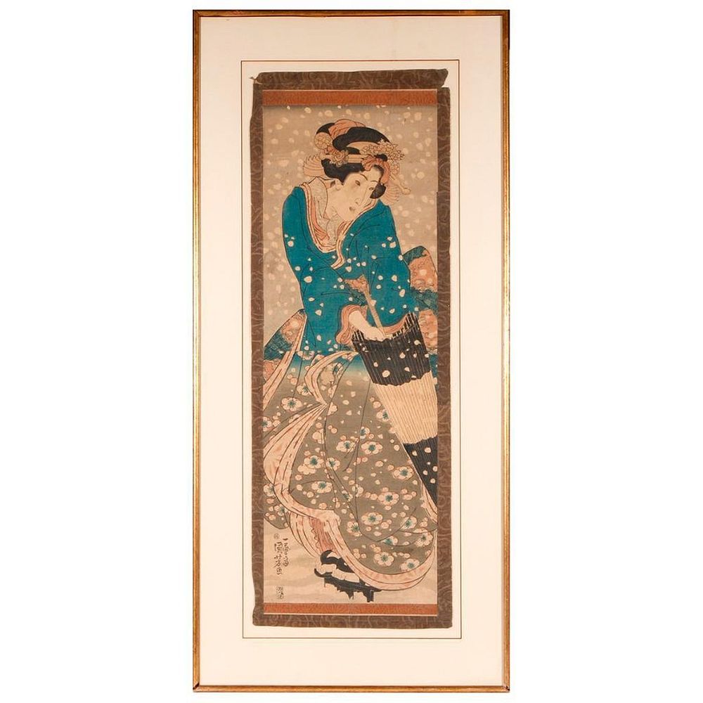 Appraisal: th century Japanese woodblock print Artist Signature illegible Subject Title