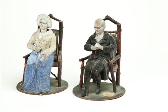 Appraisal: PAIR OF FOLK ART NODDERS Late th-early th century composition