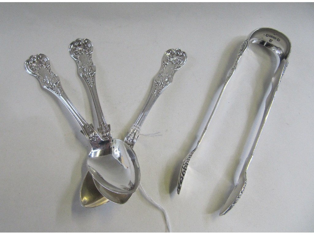 Appraisal: Lot comprising three Victorian silver spoons and a pair of