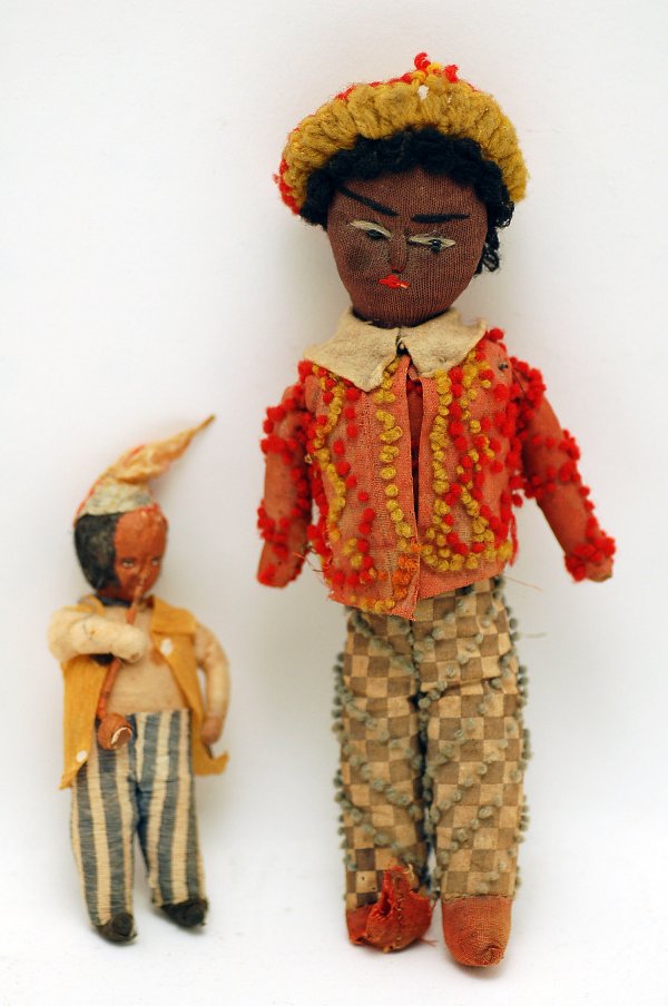 Appraisal: Two handmade Black Americana folk art dolls one with sock