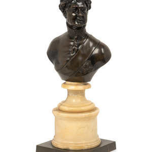 Appraisal: French Patinated Bronze Bust of a Statesman FIRST HALF TH